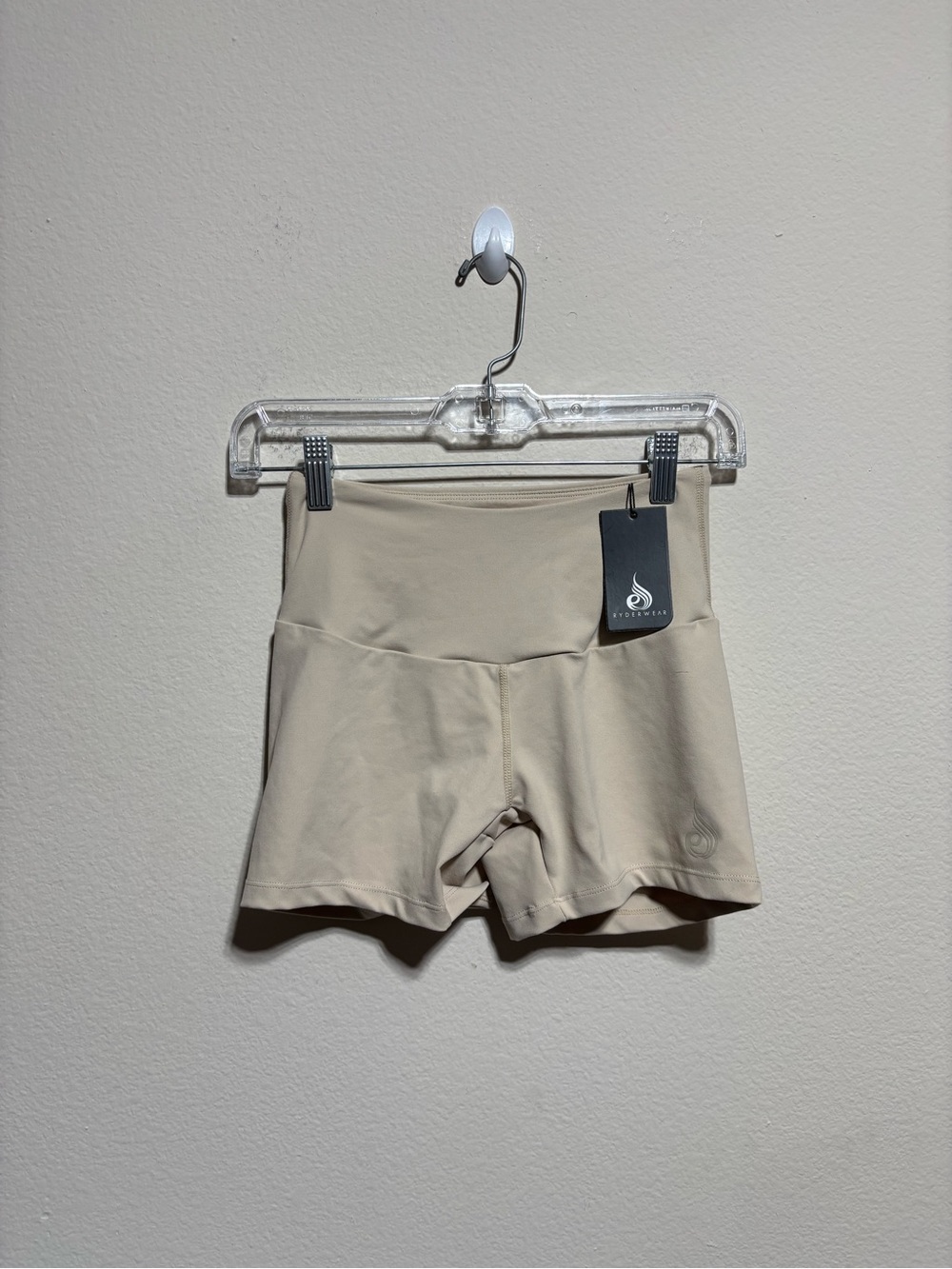 Ryderwear High-Waist Beige Women’s Workout Shorts